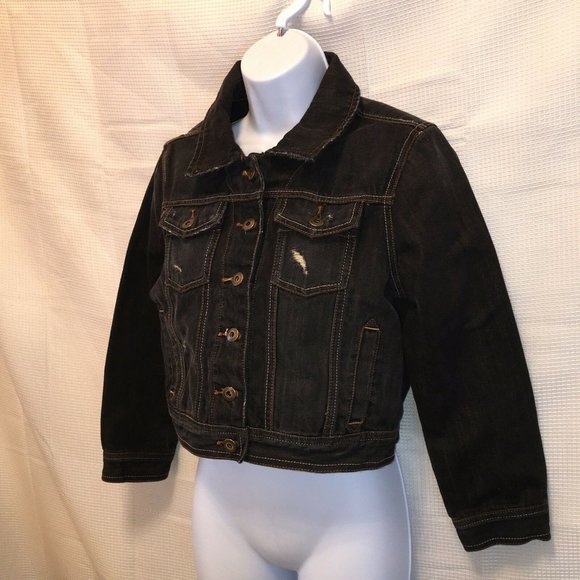 Millau womans small  Denim Jean Jacket Cropped dis - Picture 2 of 6